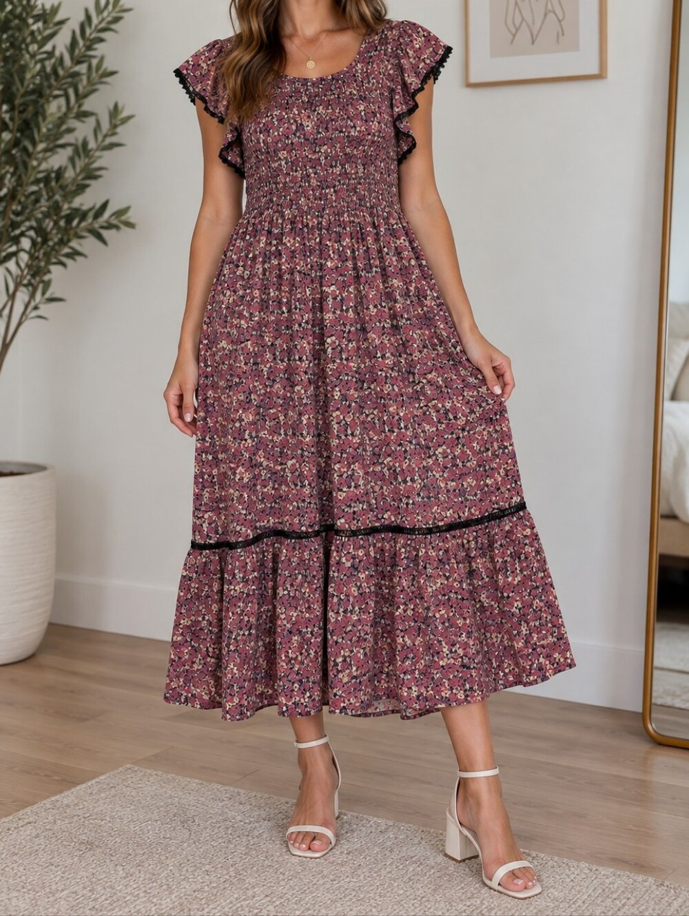 Melrose and Market: Floral Ruched Midi Dress - Size 3X